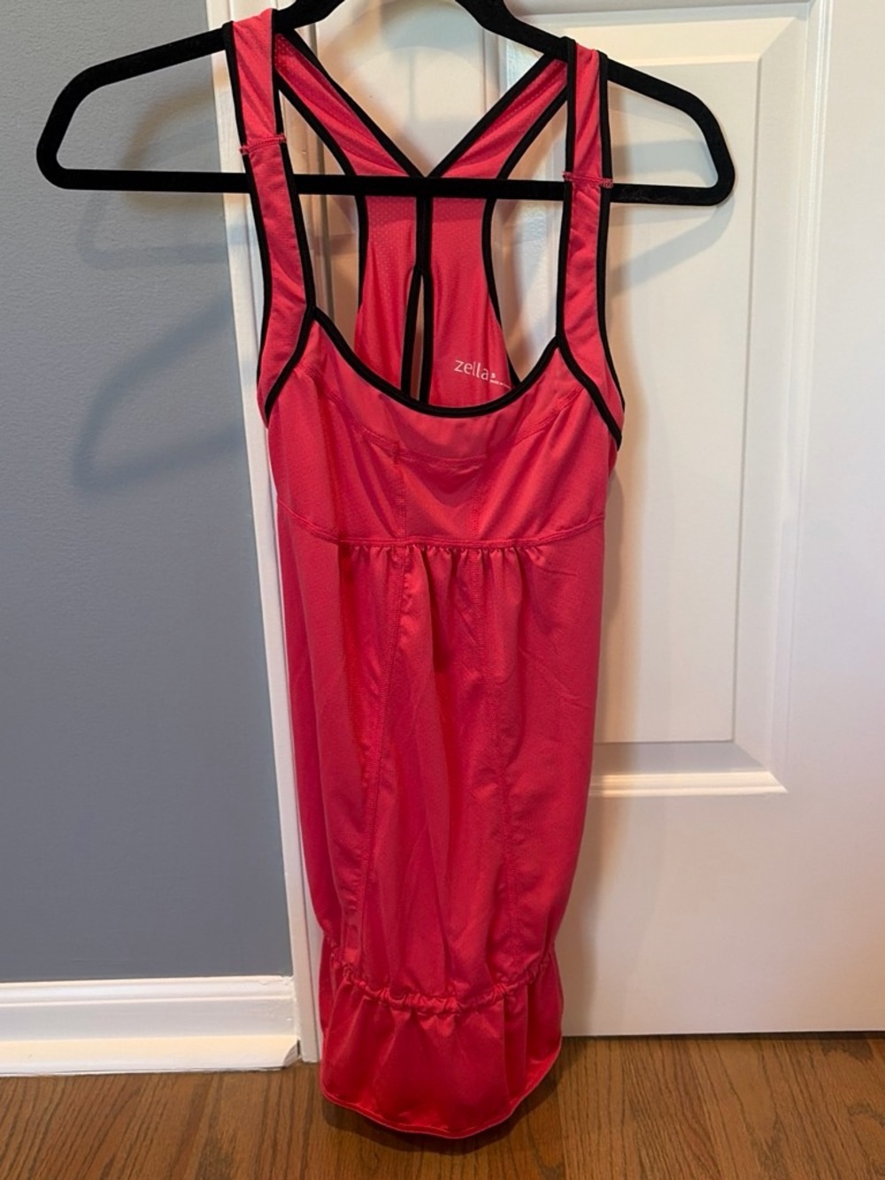 Zella Pink Racerback Athletic Tank Dress with Black Trim